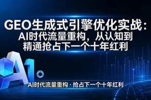 (17708期)GEO 生成式引擎优化实战:AI时代流量重构,从认知到精通抢占下一个十年红利