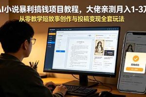 (18913期)AI小说暴利搞钱项目教程-更新,大佬亲测月入1-3万,从零教学短故事创作与投稿变现全套玩法