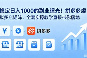 (18928期)稳定日入 1000 的副业曝光!拼多多虚拟多店矩阵,全套实操教学直接带你落地
