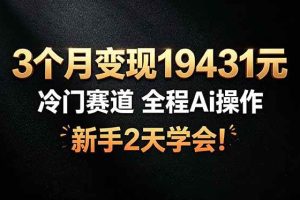 (19096期)3个月变现19431元,冷门赛道 全程Ai操作,新手2天学会!