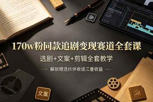 (19123期)170w粉博主同款追剧变现赛道全套课,选剧+文案+剪辑全套教学,解锁精选伙伴收徒三重收益