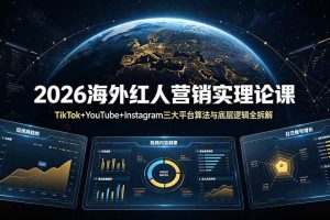 (19126期)2026海外红人营销实理论课:TikTok+YouTube+Instagram三大平台算法与底层逻辑全拆解
