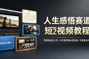 (19115期)人生感悟赛道短视频教程,零基础轻松上手,AI文案剪辑全套实操可批量出片