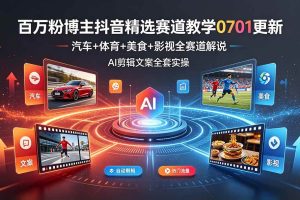 (19144期)百万粉博主抖音精选赛道教学-0701更新,汽车+体育+美食+影视全赛道解说,AI剪辑文案全套实操