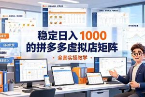 (19253期)稳定日入 1000 的拼多多虚拟店矩阵,全套实操教学