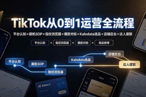 (19480期)TikTok从0到1运营全流程:平台认知×刷机SOP×指纹浏览器×爆款对标×Kalodata选品×店铺后台×达人建联