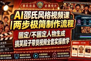 (19602期)AI邵氏风格视频课|两步极简制作流程,固定/不固定人物生成,搞笑段子带货视频全套实操教学
