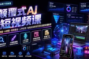 （19630期）颠覆式AI短视频课｜素材挖掘，AI修图，视频重绘，人声处理｜电商实体带货引流全流程实操教学