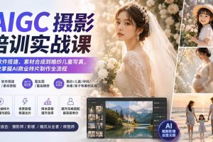 (20161期)AIGC摄影培训实战课:从软件搭建、素材合成到婚纱儿童写真,系统掌握AI商业样片制作全流程