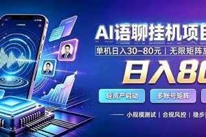 （20314期）AI语聊挂机，日入800+，适用个人副业，工作室矩阵操作