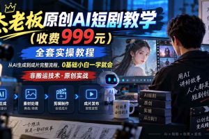 (20254期)杰老板原创AI短剧教学(收费999元),全套实操教程,0基础小白一学就会,非搬运技术