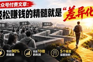 （20779期）公众号付费文章：轻松赚钱的精髓就是“差异化”