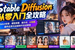 (21062期)Stable Diffusion从零入门全攻略:WebUI安装、模型部署、提示词、AI绘图、插件应用与动画制作实战教程