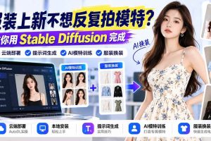 (21099期)服装上新不想反复拍模特?教你用Stable Diffusion完成云端部署、提示词生成、AI模特训练与换装
