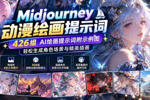 (21239期)Midjourney动漫绘画提示词:426组AI绘画提示词附示例图,轻松生成角色场景与精美插画