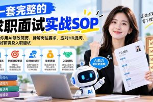(21259期)一套完整的求职面试实战SOP:教你用AI修改简历、拆解岗位要求、应对HR提问、谈好薪资及入职避坑